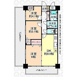 ライオンズマンション東所沢第2 3DKの間取図画像