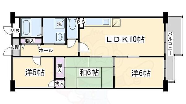 サニークレスト祥山 101｜京都府京都市南区吉祥院高畑町(賃貸マンション3LDK・1階・60.96㎡)の写真 その2