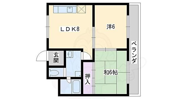 上阿達谷口マンション 105｜京都府京都市左京区吉田上阿達町(賃貸マンション2LDK・1階・42.50㎡)の写真 その2