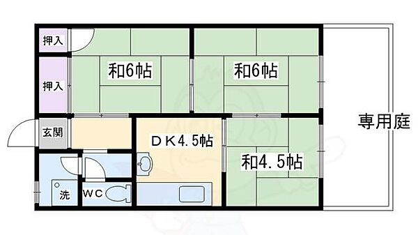 クイーンハイツ 103｜京都府京都市左京区岩倉南平岡町(賃貸アパート3DK・1階・47.00㎡)の写真 その2