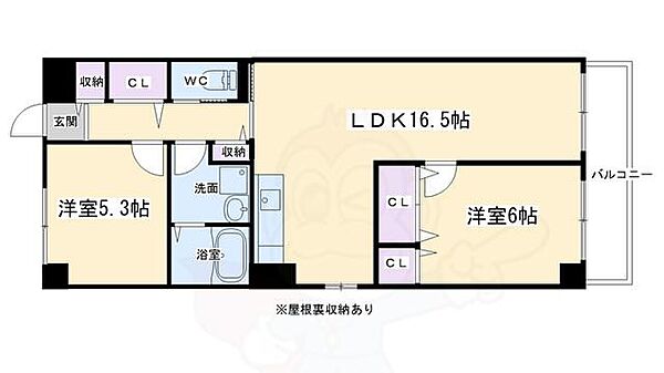 KB.メゾンロータス ｜京都府京都市左京区聖護院蓮華蔵町(賃貸マンション2LDK・3階・62.94㎡)の写真 その2