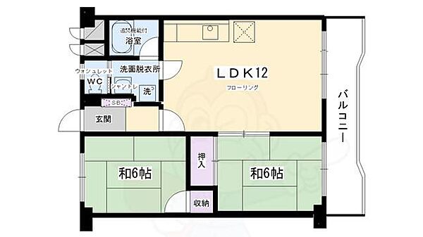 京都四条グランドハイツ 1036｜京都府京都市右京区山ノ内池尻町(賃貸マンション2LDK・10階・50.57㎡)の写真 その2