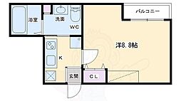 フラッティK&S千本寺之内 1Kの間取図画像