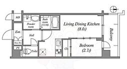 アドバンス京都クラッセ 3階1LDKの間取り