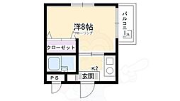 フレグランス大宮 4階1Kの間取り