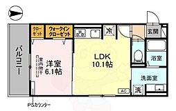 阪急京都本線 西京極駅 徒歩15分の賃貸アパート 3階1LDKの間取り