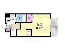 スワンズ京都大将軍 212 2階1Kの間取り