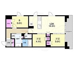 イニシア京都御所南 3階2SLDKの間取り