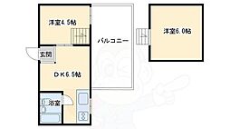 サンハイツ嵯峨野 4階2Kの間取り