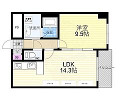 阪急京都本線 京都河原町駅 徒歩10分の賃貸マンション 4階1LDKの間取り