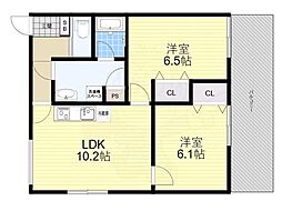 ジーニアススクエア 四条高辻 4階2LDKの間取り