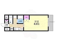 JR山陰本線 丹波口駅 徒歩11分の賃貸マンション 2階1Kの間取り
