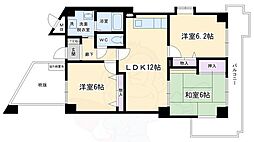 JR山陰本線 二条駅 徒歩7分の賃貸マンション 2階3LDKの間取り