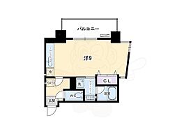 ドルチェヴィータ四条大宮 6階ワンルームの間取り