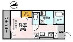 京阪本線 清水五条駅 徒歩9分の賃貸アパート 2階ワンルームの間取り