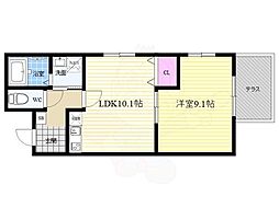 クレアーレ五条大宮 1階1LDKの間取り