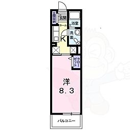 京都地下鉄東西線 太秦天神川駅 徒歩24分の賃貸マンション 1階1Kの間取り