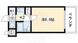 ＤＥＴＯＭ−1　衣笠 2階1Kの間取り