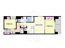 リーガル京都堀川中立売2 2LDKの間取図画像