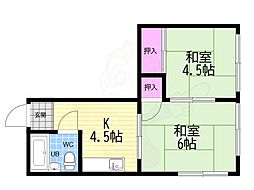 YUTAKAGARDEN円町 2Kの間取図画像