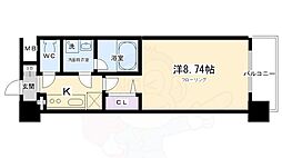 アーバンフラッツ五条堀川 1Kの間取図画像