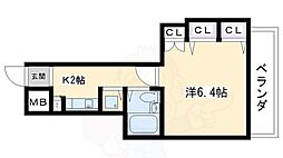 アルテハイム二条城 1Kの間取図画像