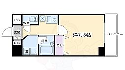 ウィズ高辻通 1Kの間取図画像