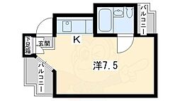 デトムワン京大前 ワンルームの間取図画像