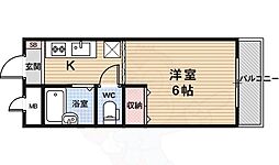 グレース嵯峨 1Kの間取図画像