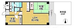 ネオコーポ太秦 2LDKの間取図画像
