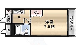ヤングビレッジ嵯峨 ワンルームの間取図画像