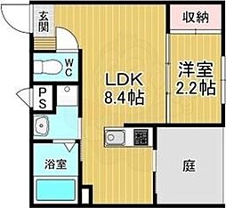 リアコート北山 1LDKの間取図画像