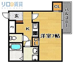 大阪市東淀川区柴島2丁目マンション 1Kの間取図画像
