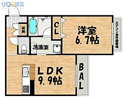 シャーメゾン　プリメーラ 2階1LDKの間取り