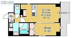 ハピネスガーデン新大阪 1LDKの間取図画像