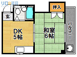 スイートハイツ 1DKの間取図画像