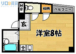 芝野マンション ワンルームの間取図画像