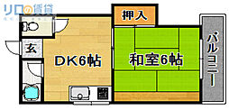 ひまわりハイツ 1DKの間取図画像