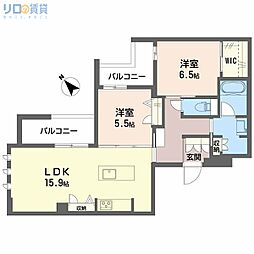 オルキデア クオーレ 2LDKの間取図画像