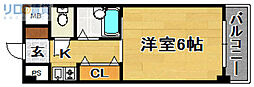 エクセレント上新8 1Kの間取図画像