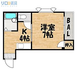 エスポアール・二番館 1Kの間取図画像