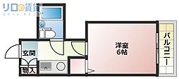 ハイム淡路 1Kの間取図画像
