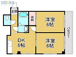 平ハツマンション 2DKの間取図画像