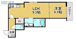 (仮)ハーミッツ・セル下新庄 1LDKの間取図画像
