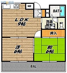 ローレルハイツ 2LDKの間取図画像