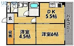 ハイツロイヤル 2DKの間取図画像