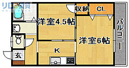 ハイツエルソール 2Kの間取図画像