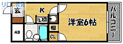 トーカン東淀川キャステール 1Kの間取図画像