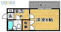 プレアール豊里2 1Kの間取図画像
