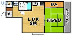 ロイヤルハイツ豊里A ワンルームの間取図画像